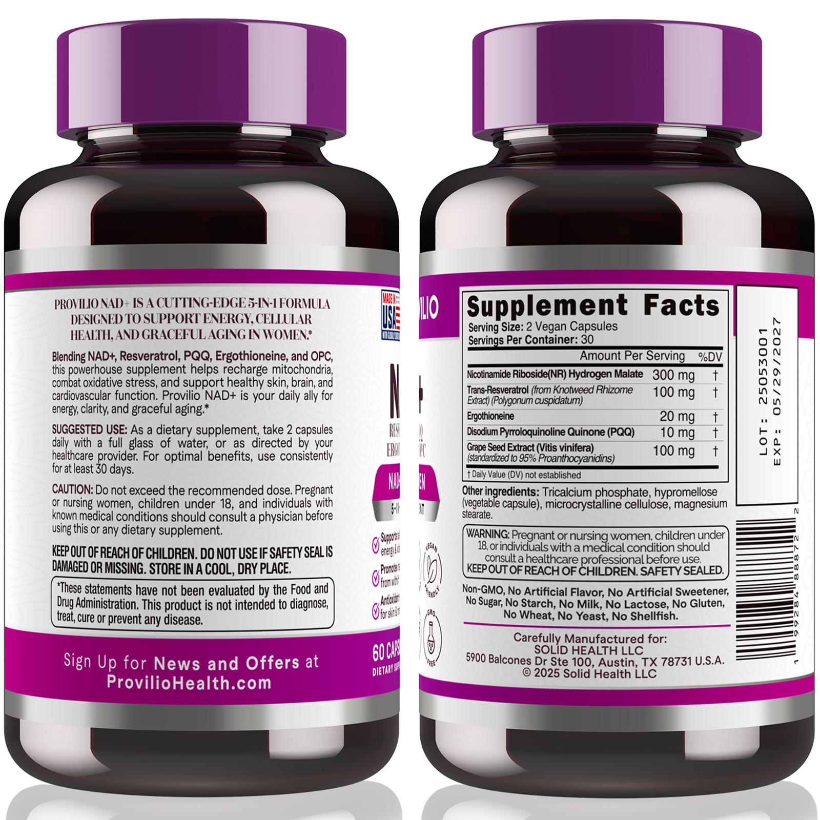 Provilio NAD+ Supplement – 5-in-1 Cellular Support for Women