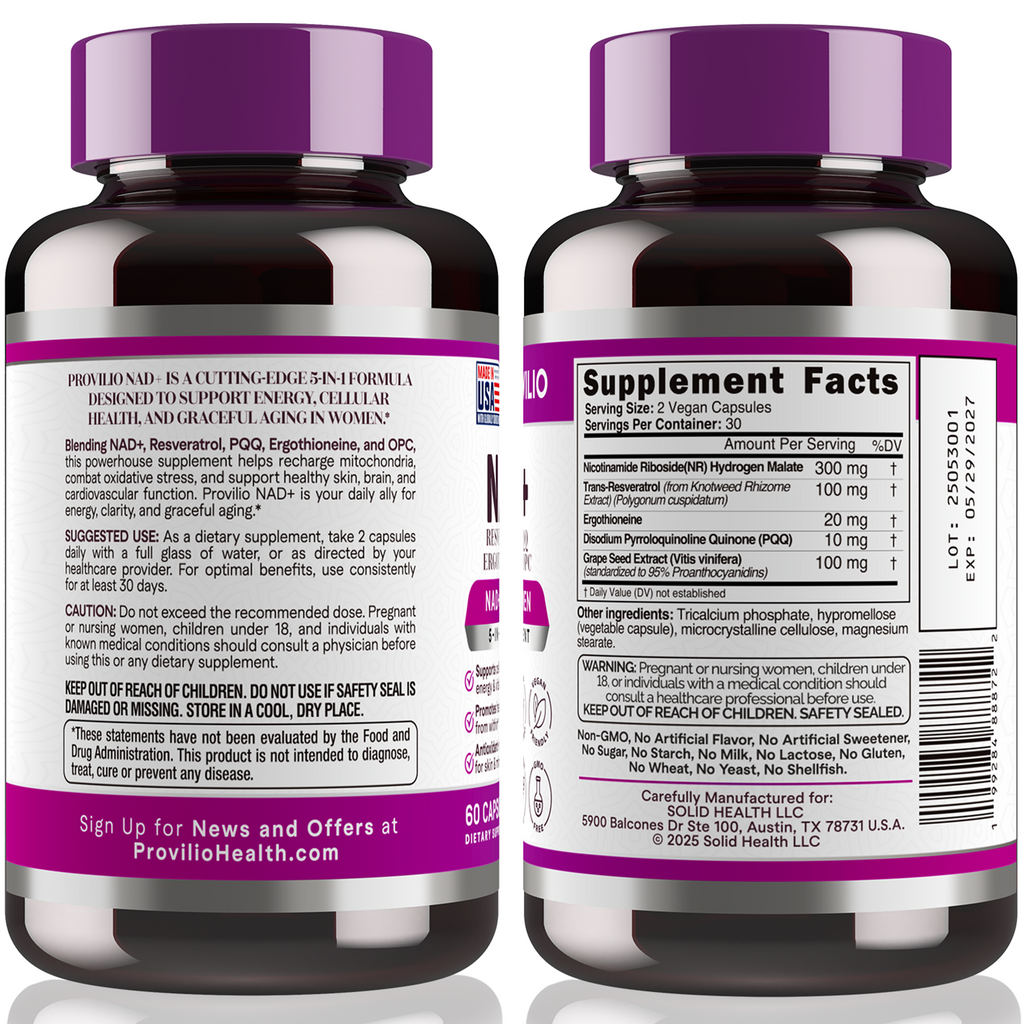 Provilio NAD+ Supplement – 5-in-1 Cellular Support for Women